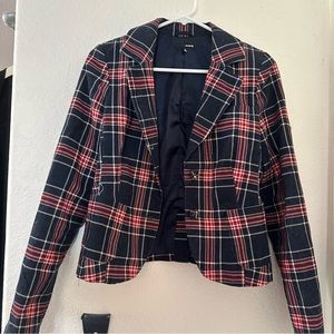 Vintage Corduroy Navy Red Plaid Hurley Blazer Jacket